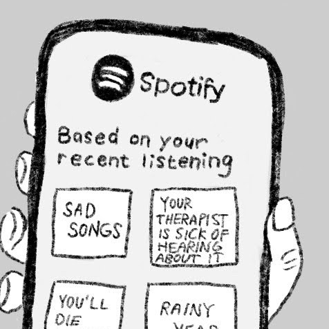 Panel from a Yikes comic about Spotify